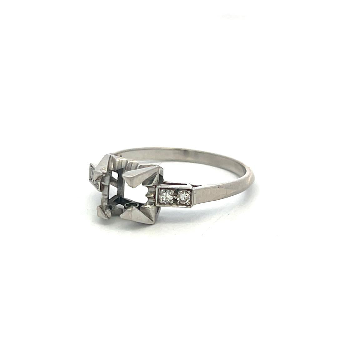 Platinum Semi Mount Ring with 0.05 Carat Circular H SI Diamonds Fits 5.5 MM