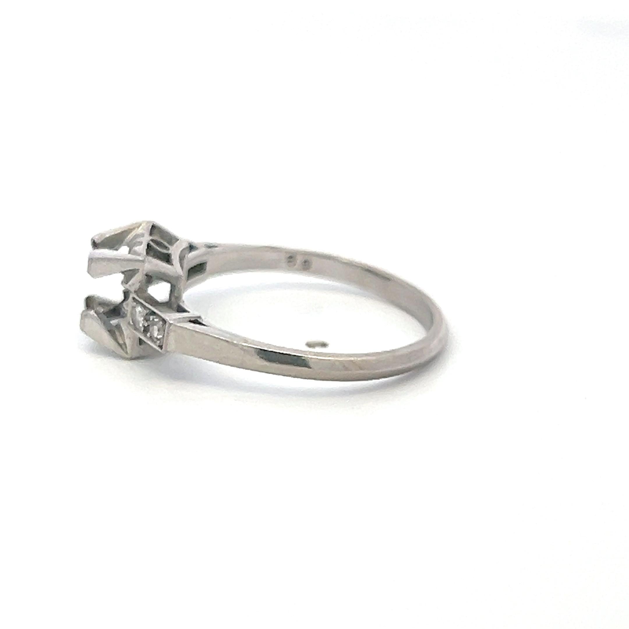 Platinum Semi Mount Ring with 0.05 Carat Circular H SI Diamonds Fits 5.5 MM