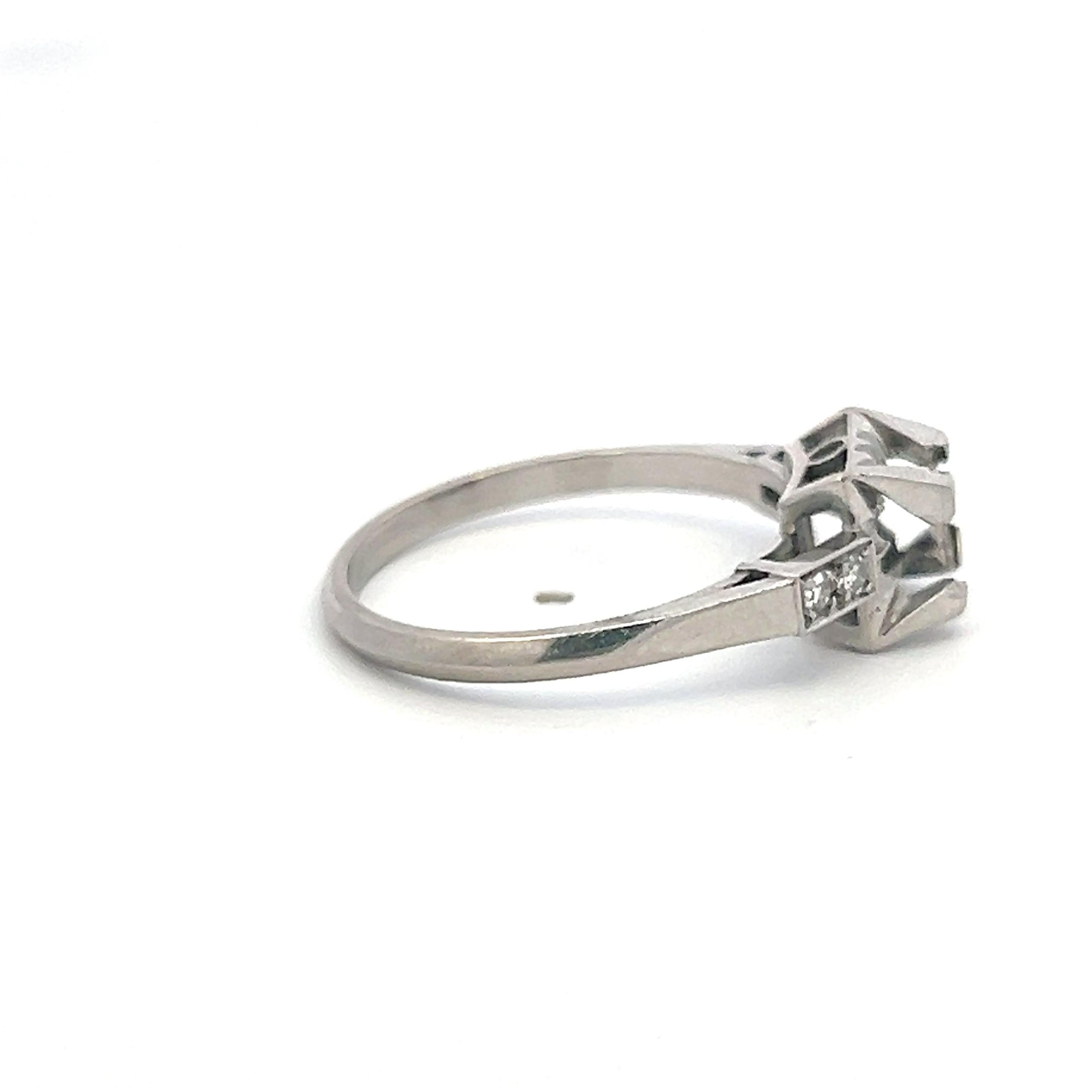 Platinum Semi Mount Ring with 0.05 Carat Circular H SI Diamonds Fits 5.5 MM
