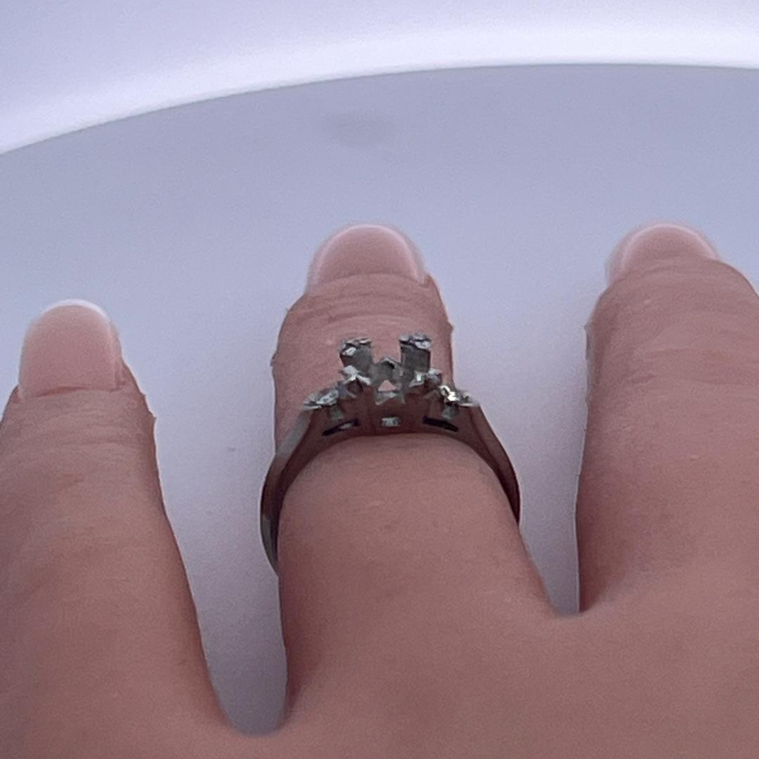 Platinum Semi Mount Ring with 0.05ct Old European Diamonds Fits 6mmt 0.80ct+