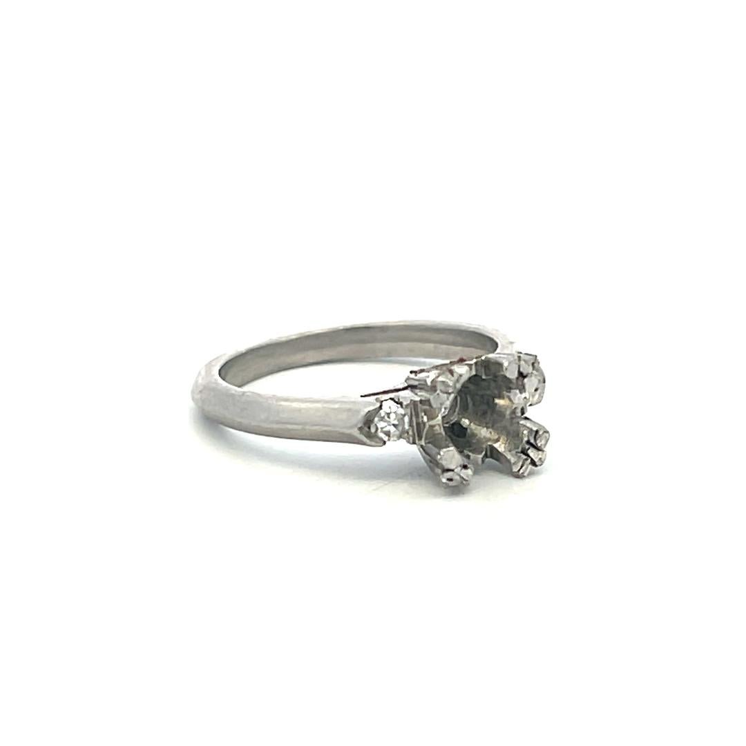 Platinum Semi Mount Ring with 0.05ct Old European Diamonds Fits 6mmt 0.80ct+