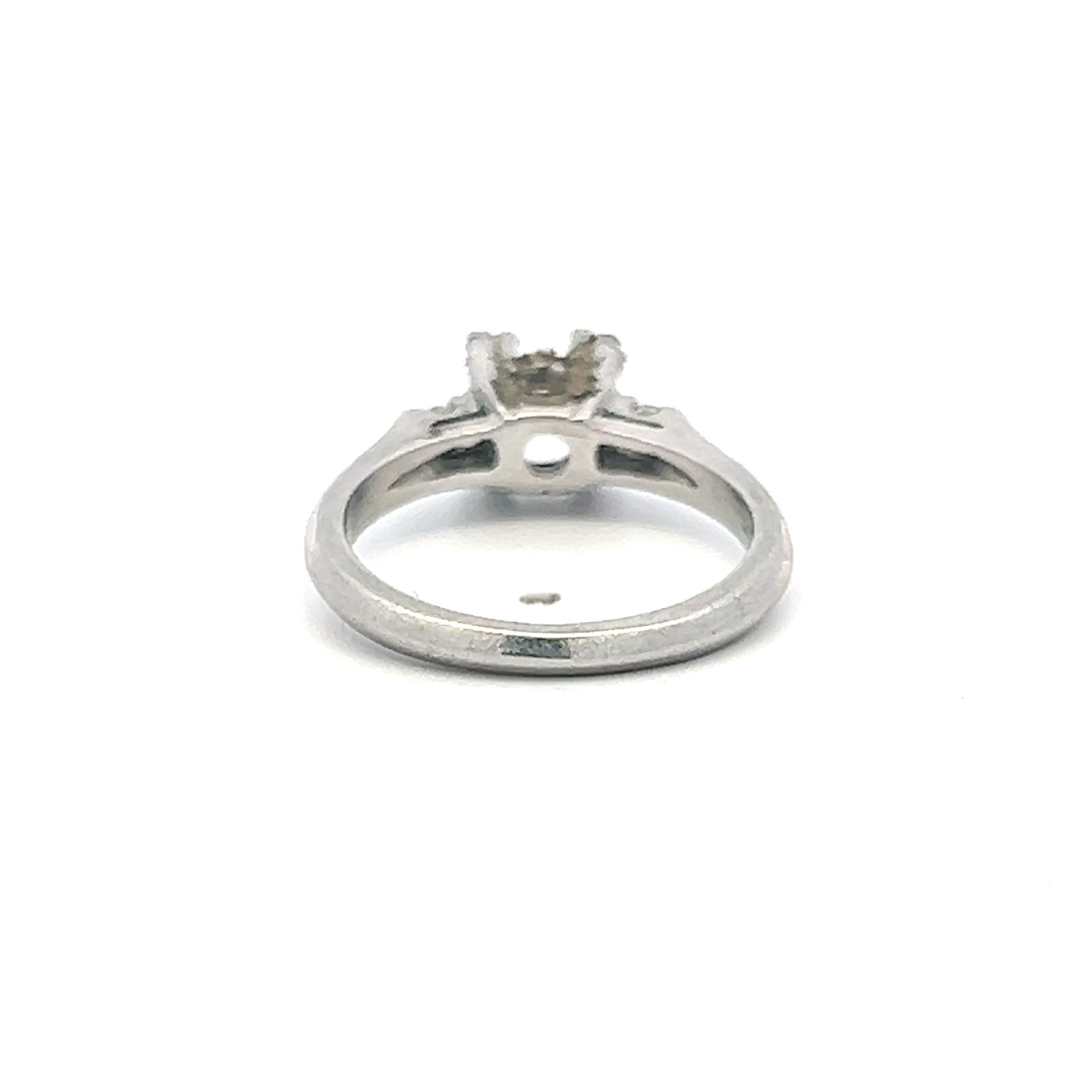 Platinum Semi Mount Ring with 0.05ct Old European Diamonds Fits 6mmt 0.80ct+