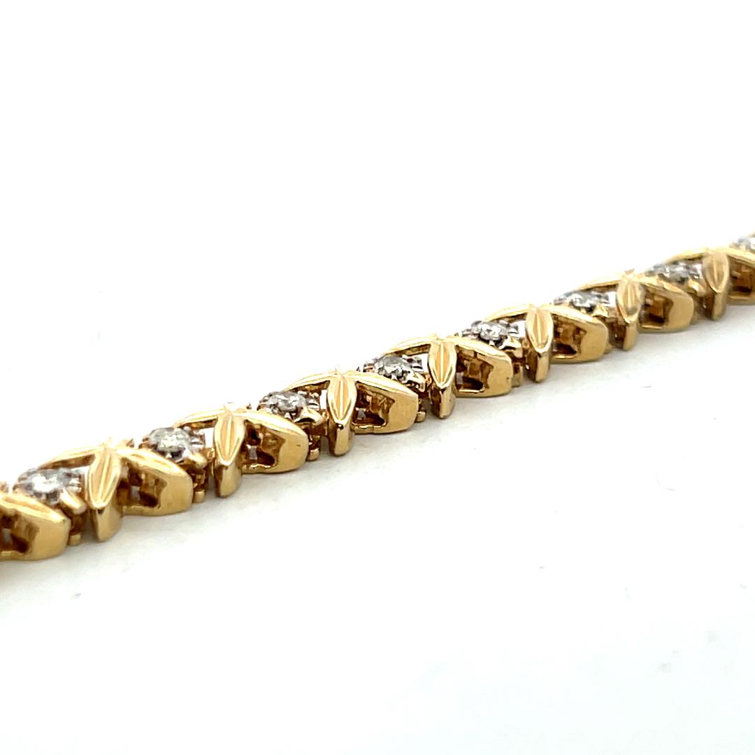 Vintage 14K Yellow Gold Tennis Bracelet with 1 Carat Round I I1 Diamonds