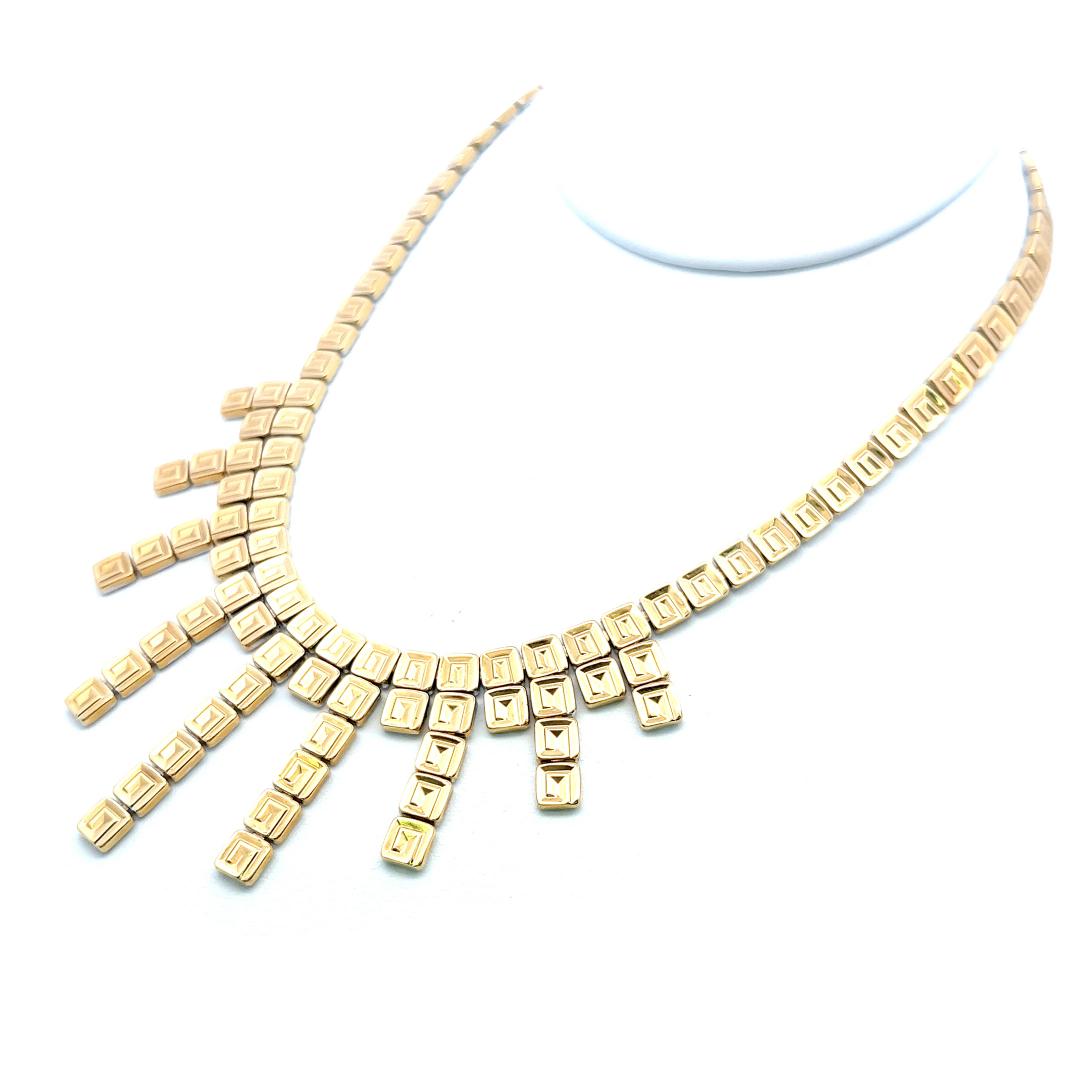 Chinemento 18K Two Tone Fringe Necklace with 0.03ct Round I SI Diamonds 43.18g