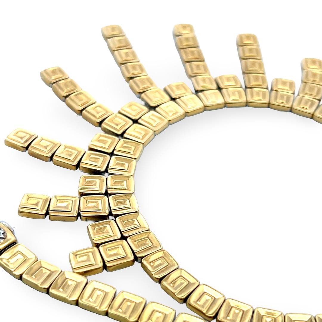 Chinemento 18K Two Tone Fringe Necklace with 0.03ct Round I SI Diamonds 43.18g