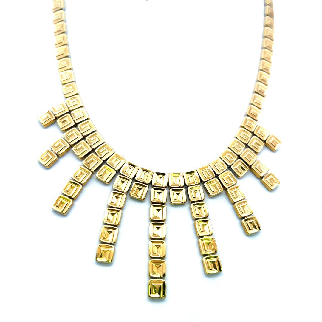 Chinemento 18K Two Tone Fringe Necklace with 0.03ct Round I SI Diamonds 43.18g
