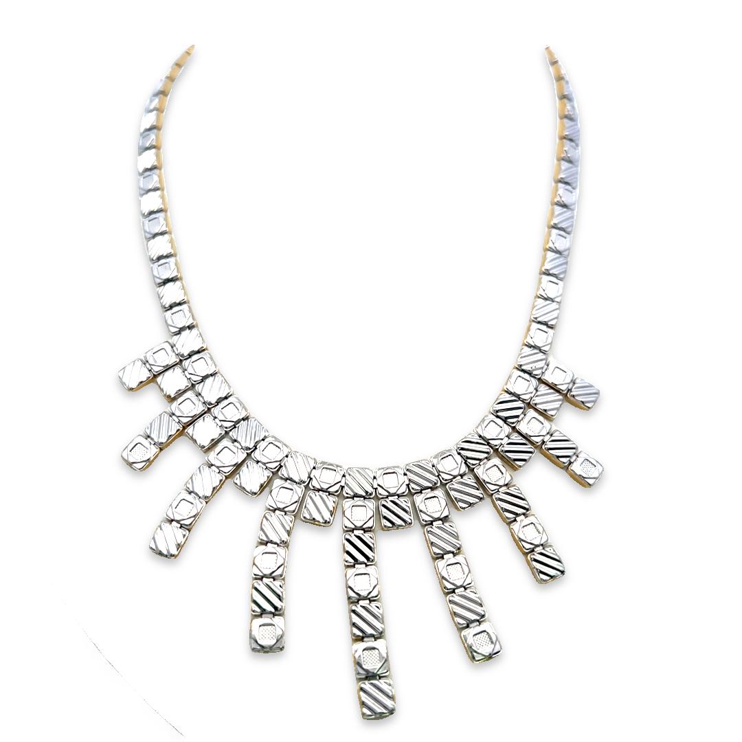 Chinemento 18K Two Tone Fringe Necklace with 0.03ct Round I SI Diamonds 43.18g