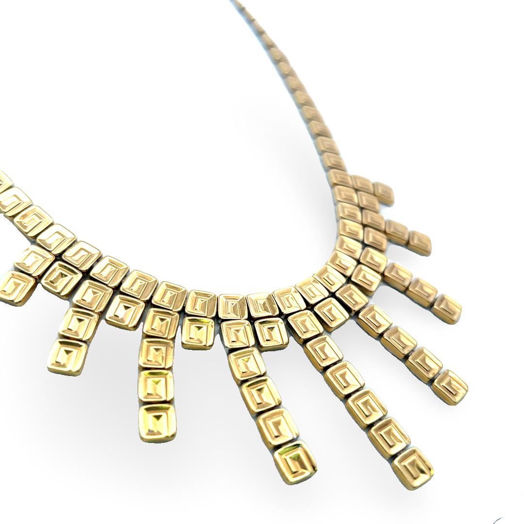 Chinemento 18K Two Tone Fringe Necklace with 0.03ct Round I SI Diamonds 43.18g