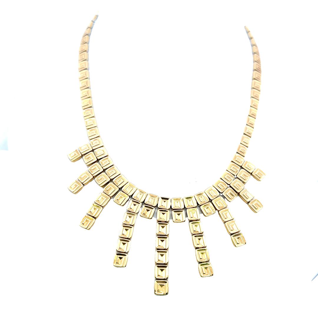 Chinemento 18K Two Tone Fringe Necklace with 0.03ct Round I SI Diamonds 43.18g