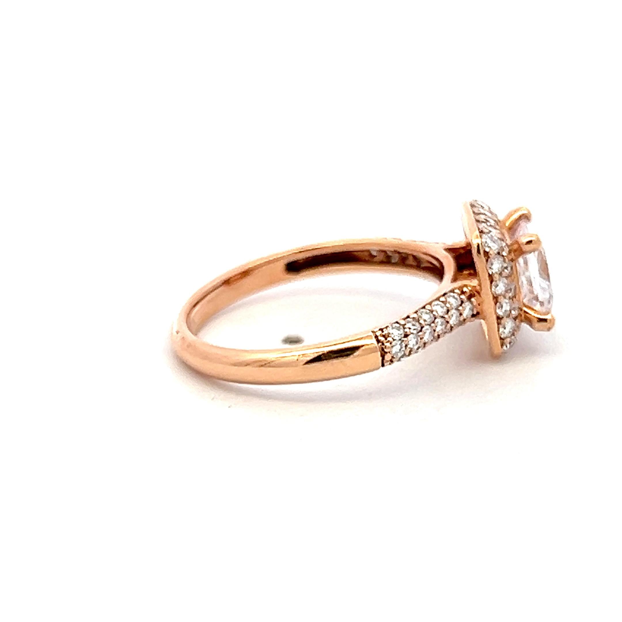14K Rose Gold Engagement Ring with 0.88ct Lab-Grown & 0.5ct Natural Diamonds