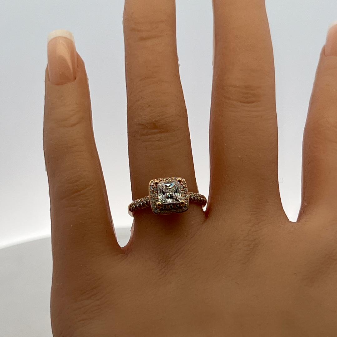 14K Rose Gold Engagement Ring with 0.88ct Lab-Grown & 0.5ct Natural Diamonds