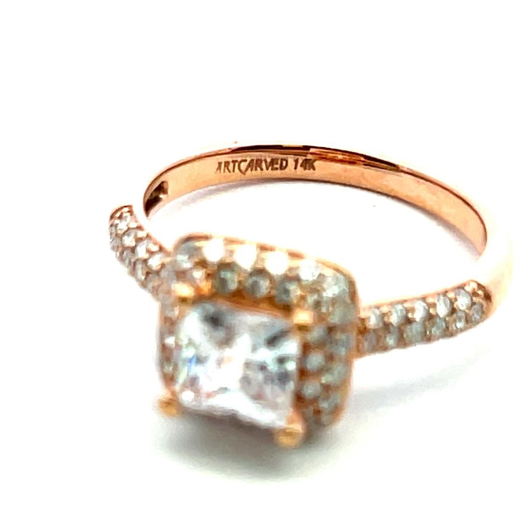 14K Rose Gold Engagement Ring with 0.88ct Lab-Grown & 0.5ct Natural Diamonds