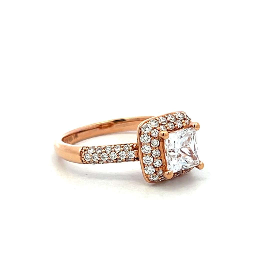 14K Rose Gold Engagement Ring with 0.88ct Lab-Grown & 0.5ct Natural Diamonds
