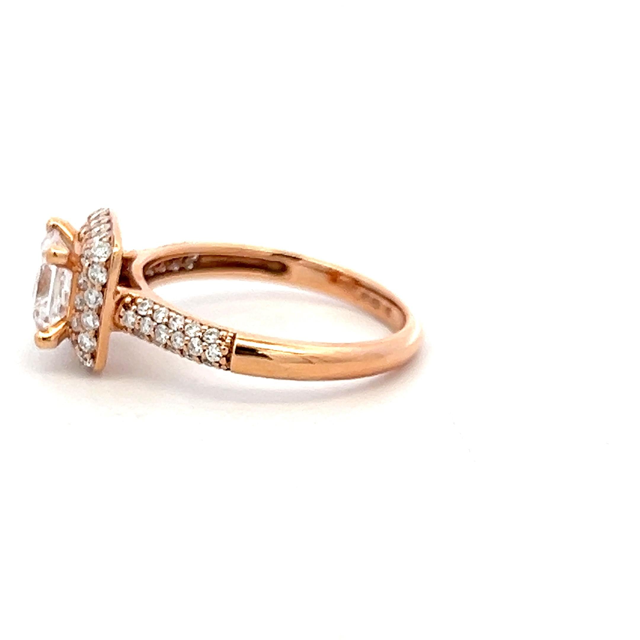 14K Rose Gold Engagement Ring with 0.88ct Lab-Grown & 0.5ct Natural Diamonds