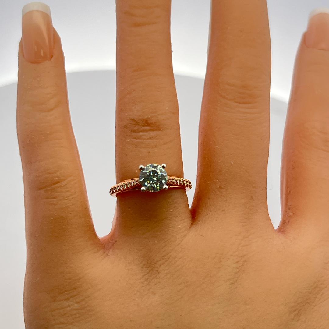 14K Two Tone Gold Engagement Ring 1.25ct Lab-Grown & 0.28ct Natural Diamonds