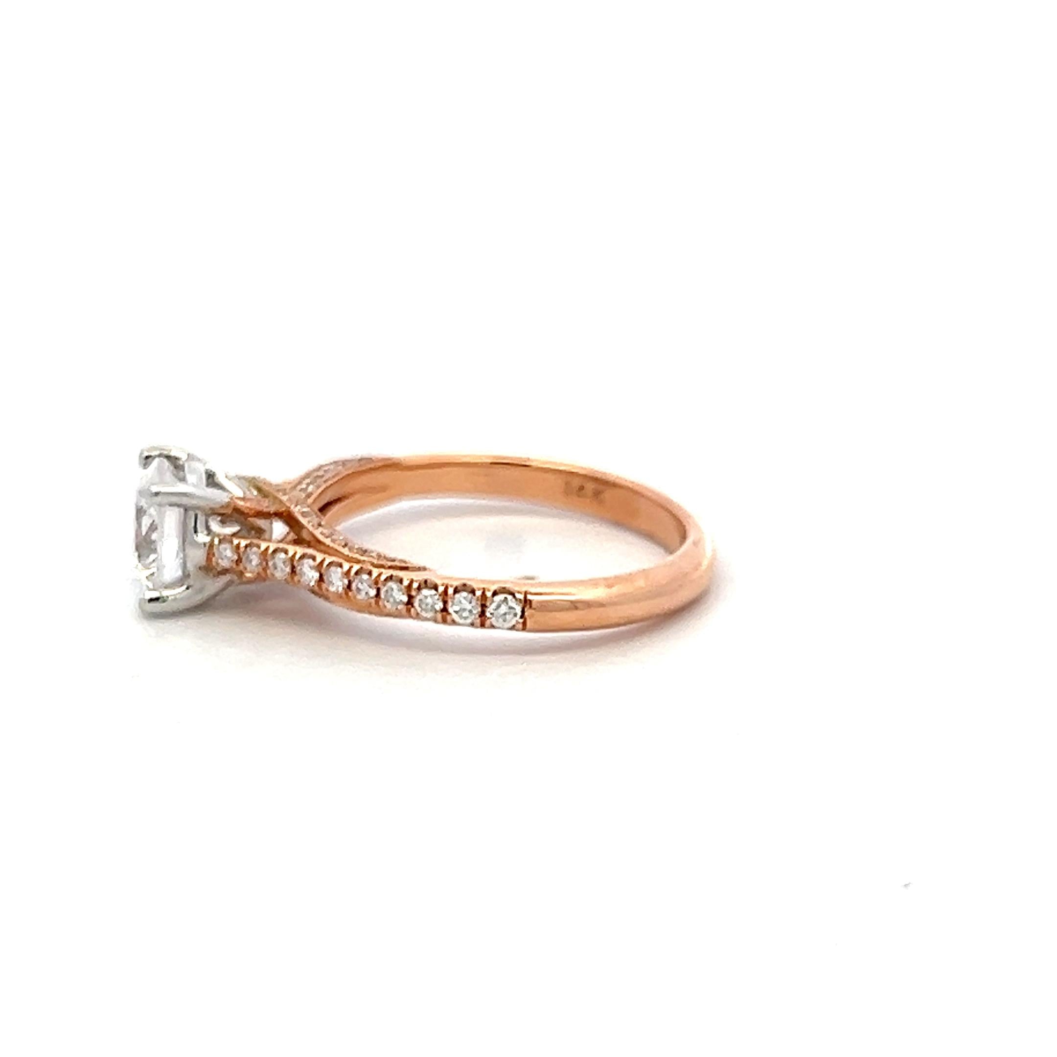 14K Two Tone Gold Engagement Ring 1.25ct Lab-Grown & 0.28ct Natural Diamonds