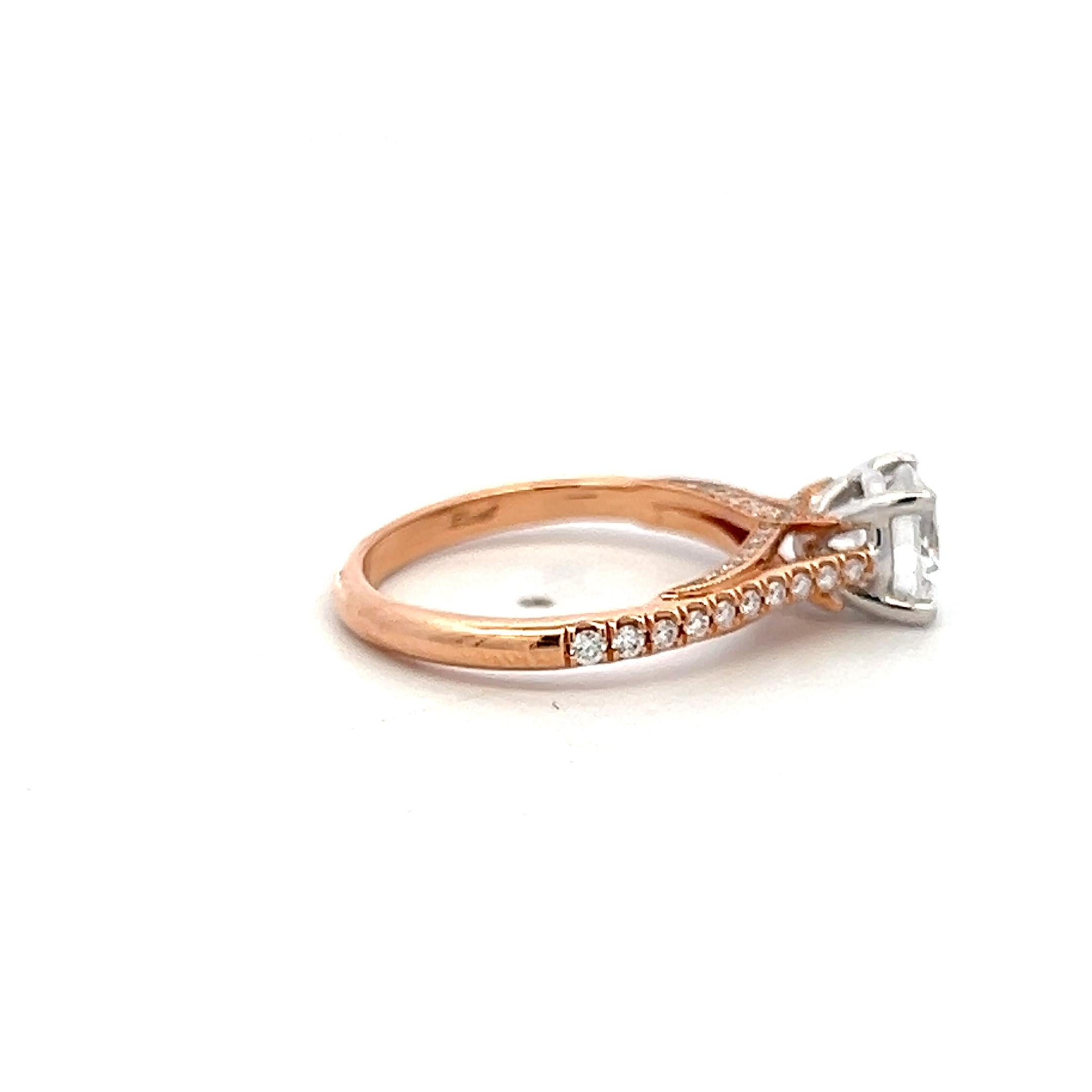 14K Two Tone Gold Engagement Ring 1.25ct Lab-Grown & 0.28ct Natural Diamonds