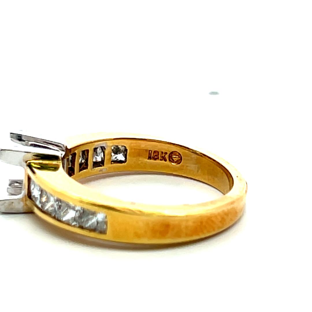18K Two Tone Gold Semi Mount Ring with 0.98ct Princes Diamonds Fits 4.8x4.5 mm