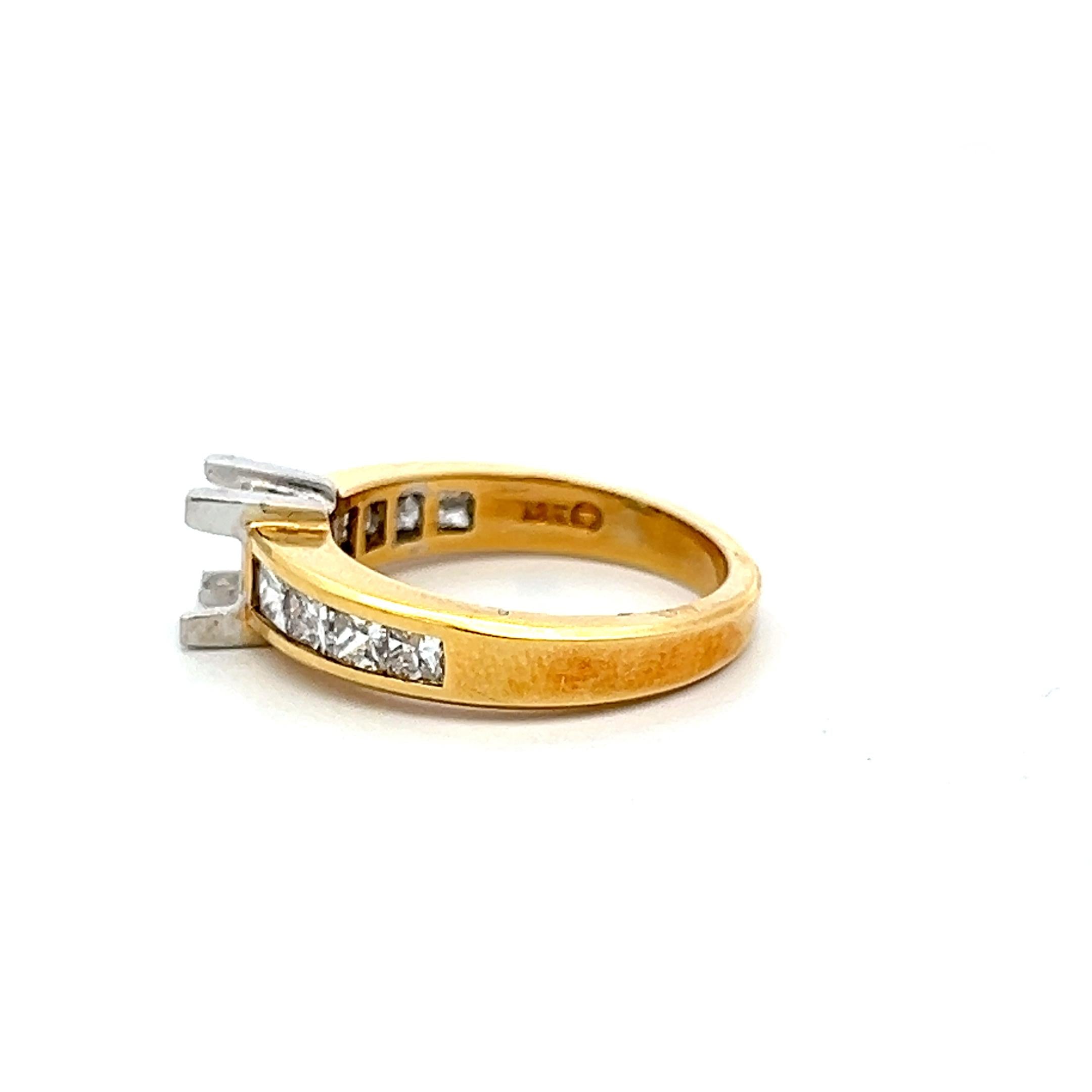18K Two Tone Gold Semi Mount Ring with 0.98ct Princes Diamonds Fits 4.8x4.5 mm