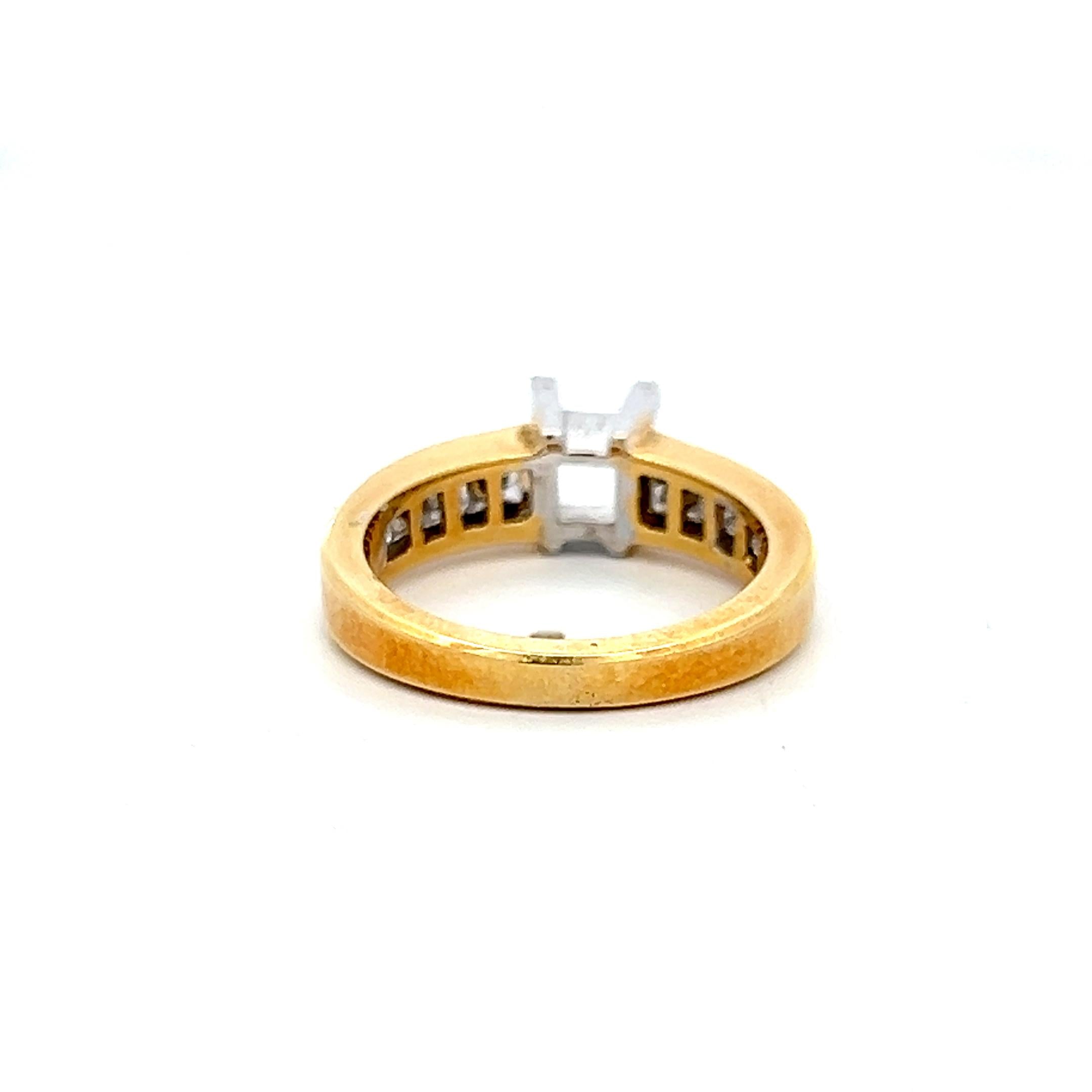 18K Two Tone Gold Semi Mount Ring with 0.98ct Princes Diamonds Fits 4.8x4.5 mm