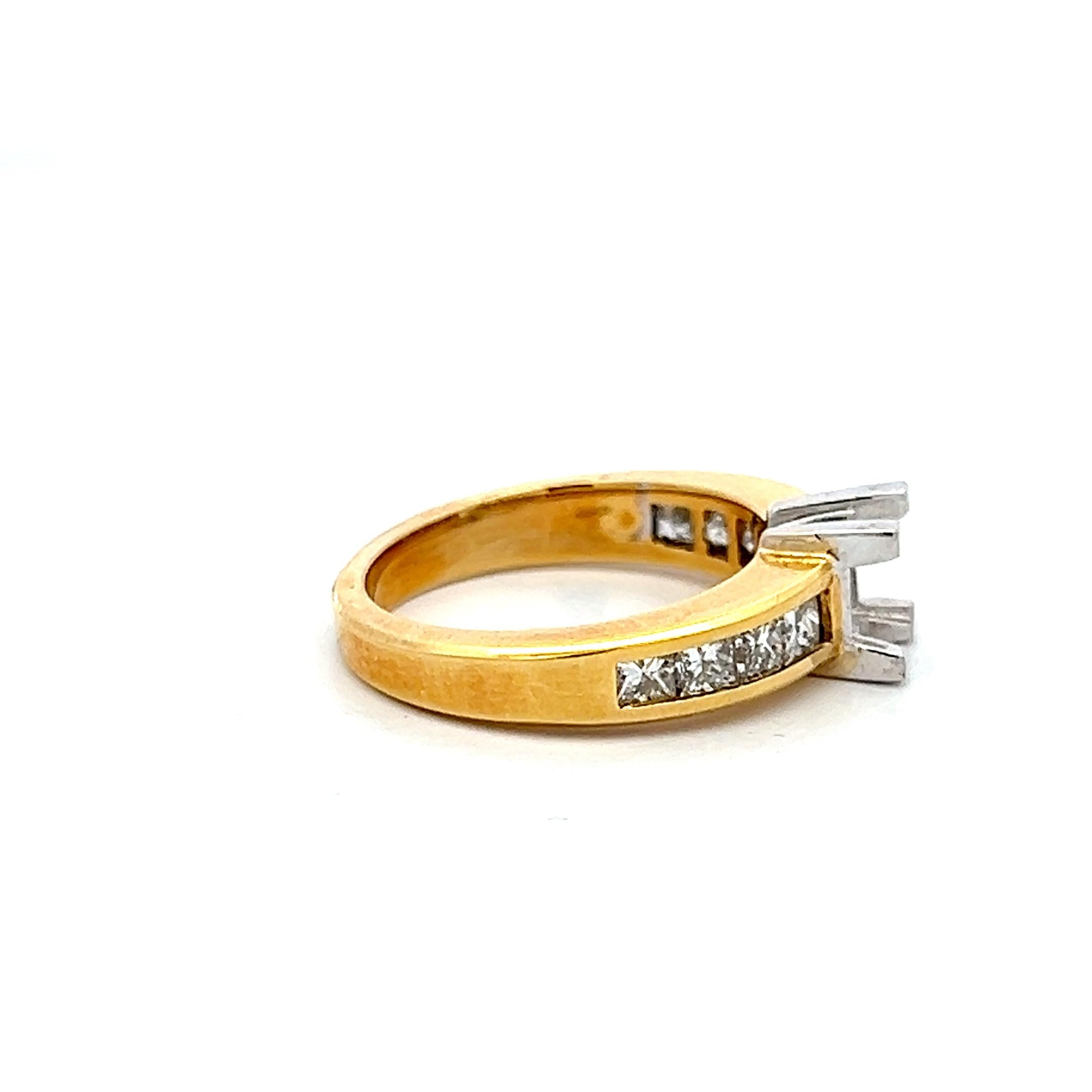 18K Two Tone Gold Semi Mount Ring with 0.98ct Princes Diamonds Fits 4.8x4.5 mm