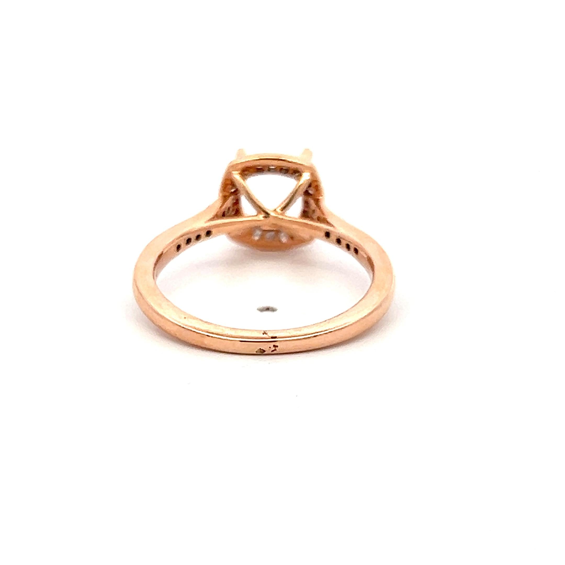 14K Rose Gold Semi Mount Ring with 0.16ct Round Diamonds Fits 6x6 mm 1.00ct+