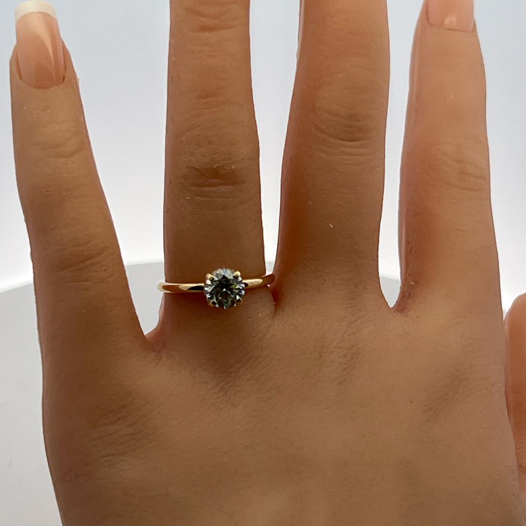 14K Yellow Gold Engagement Ring with 1ct Lab-Grown and 0.06ct Round Diamonds