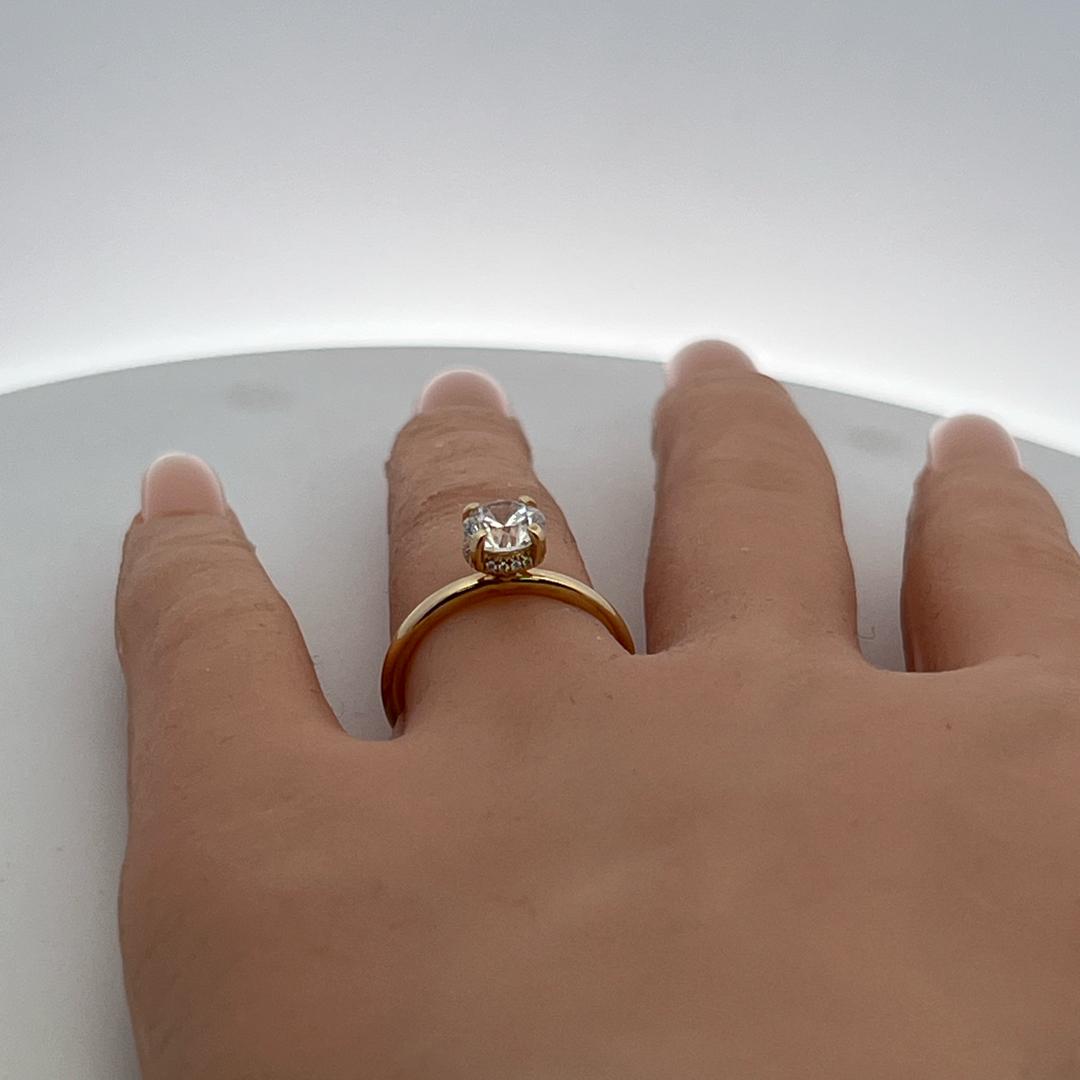14K Yellow Gold Engagement Ring with 1ct Lab-Grown and 0.06ct Round Diamonds