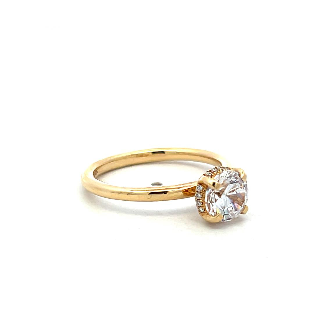 14K Yellow Gold Engagement Ring with 1ct Lab-Grown and 0.06ct Round Diamonds