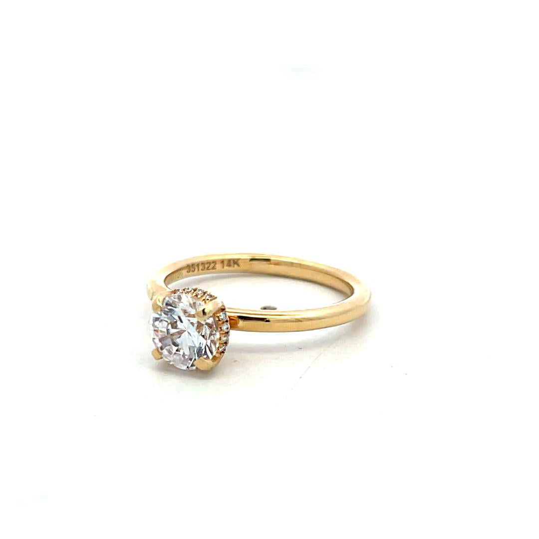 14K Yellow Gold Engagement Ring with 1ct Lab-Grown and 0.06ct Round Diamonds