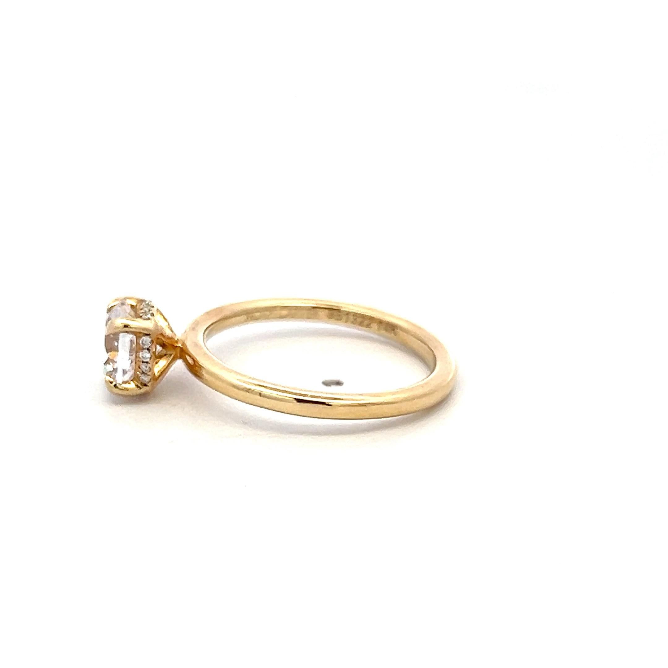 14K Yellow Gold Engagement Ring with 1ct Lab-Grown and 0.06ct Round Diamonds