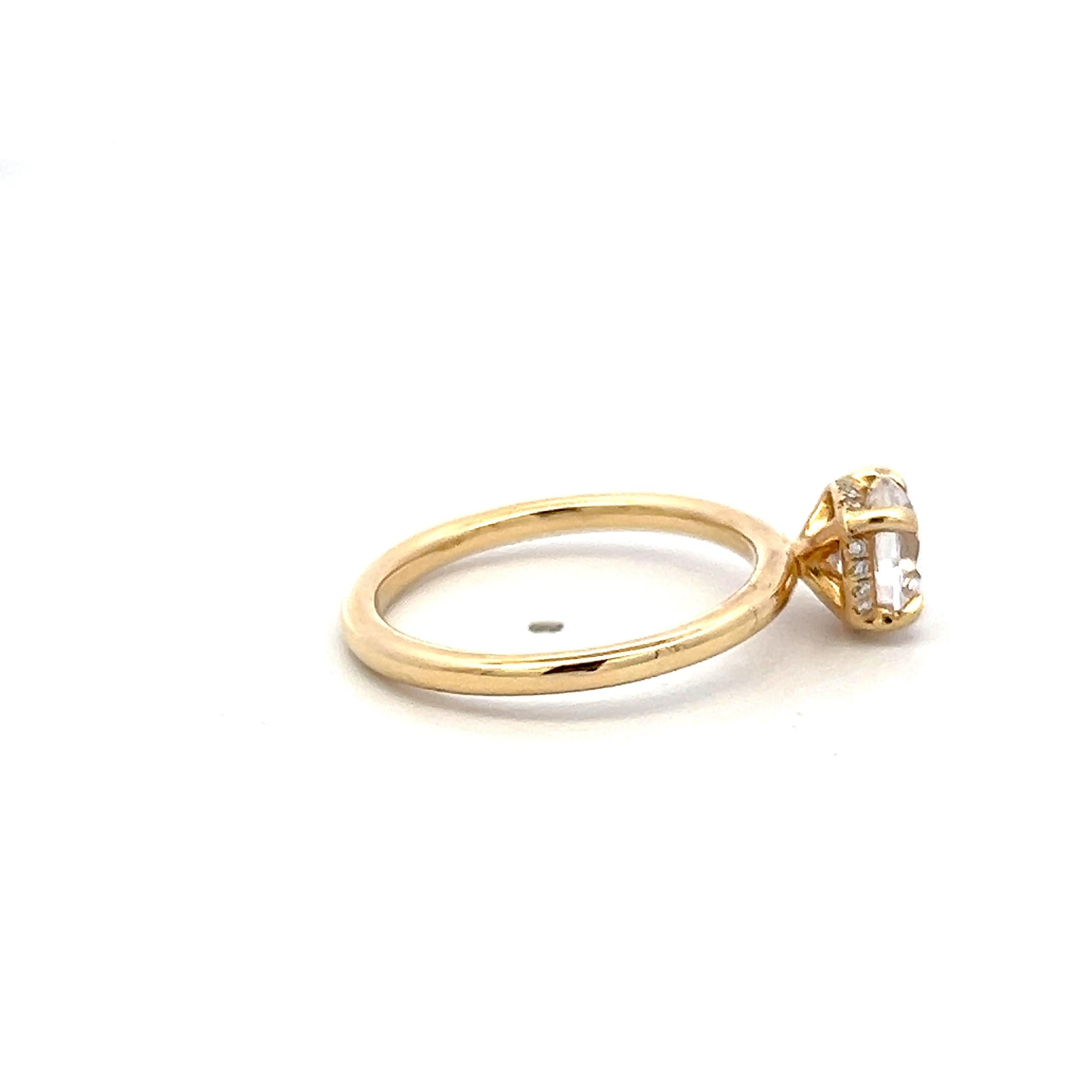 14K Yellow Gold Engagement Ring with 1ct Lab-Grown and 0.06ct Round Diamonds