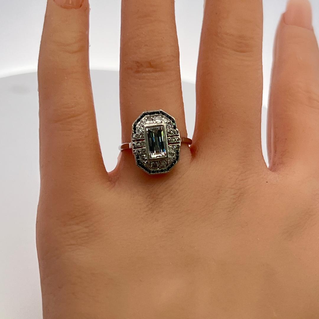 Platinum Halo Ring with Total 1.36 Carat Mixed Shape Diamonds Size 7 D VS1 GIA