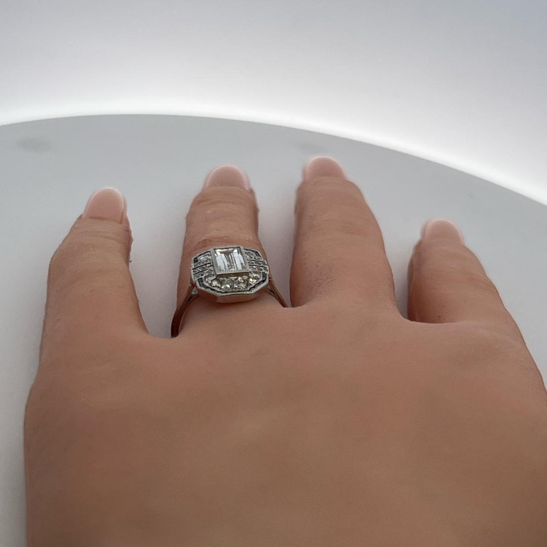 Platinum Halo Ring with Total 1.36 Carat Mixed Shape Diamonds Size 7 D VS1 GIA