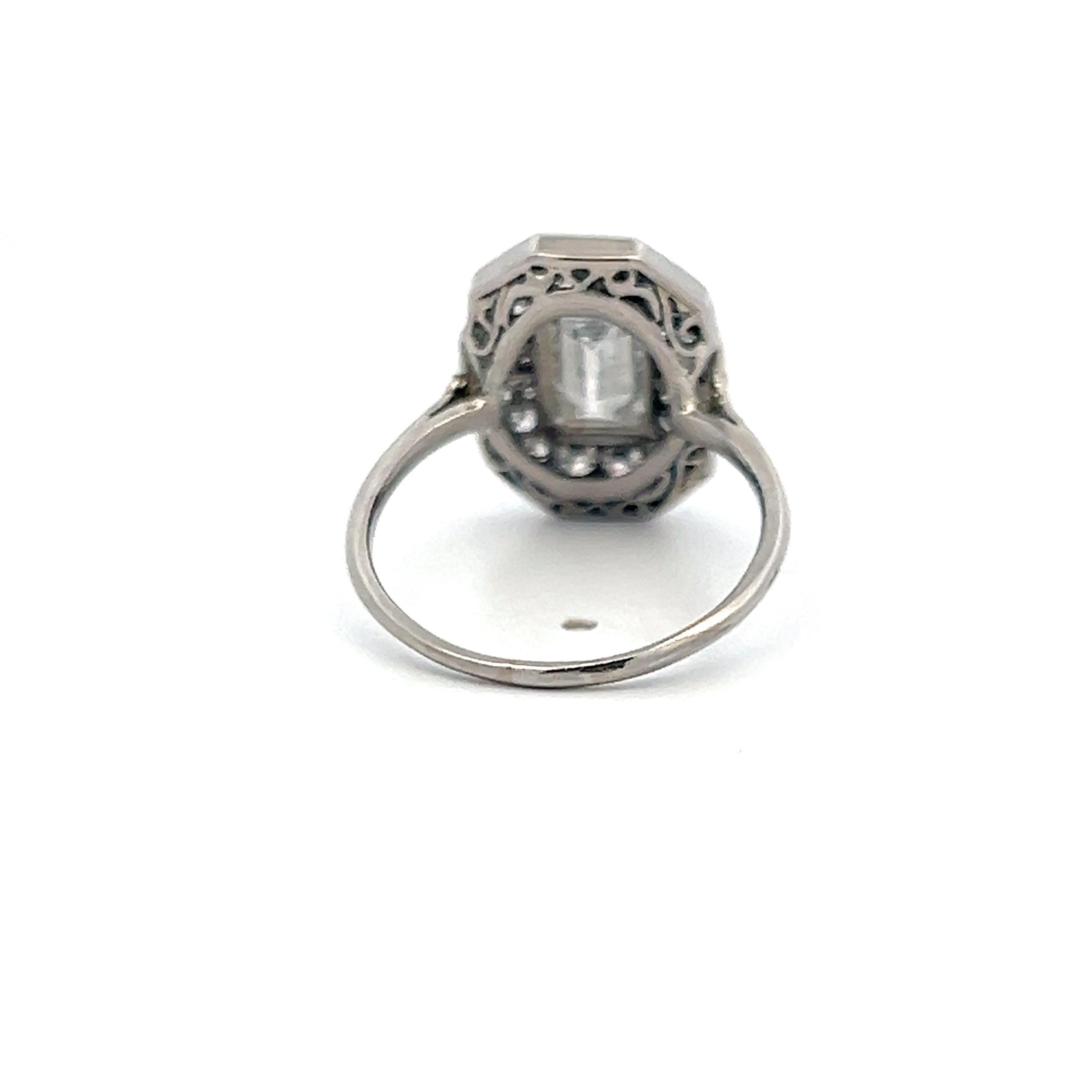 Platinum Halo Ring with Total 1.36 Carat Mixed Shape Diamonds Size 7 D VS1 GIA