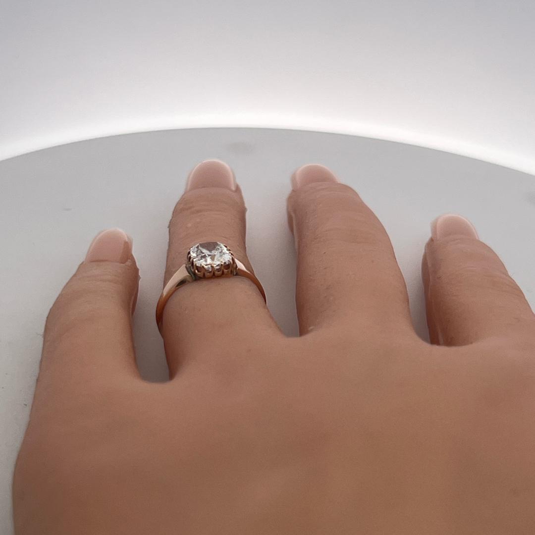 Estate 10K Rose Gold Engagement Ring with 1.5ct Cushion Diamond D VS1 GIA