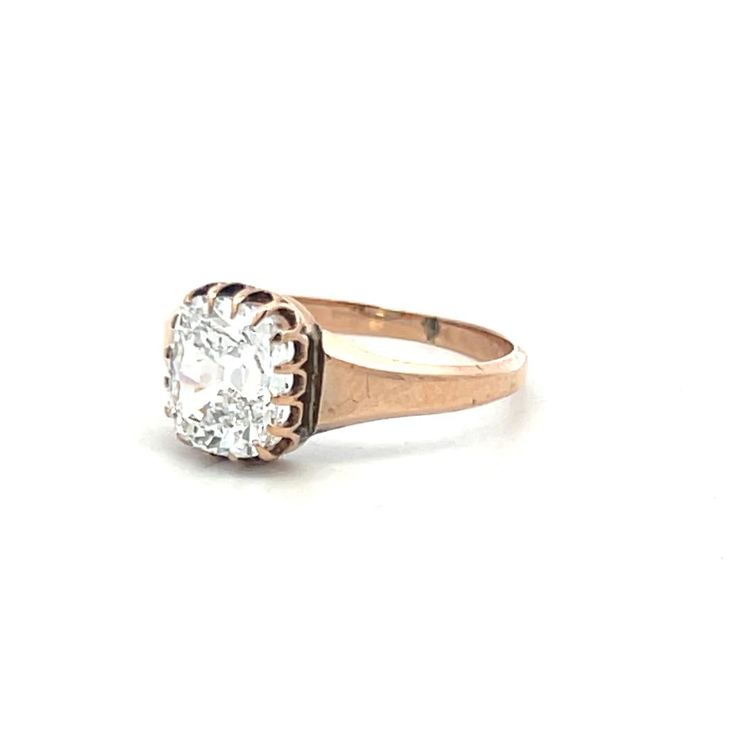 Estate 10K Rose Gold Engagement Ring with 1.5ct Cushion Diamond D VS1 GIA