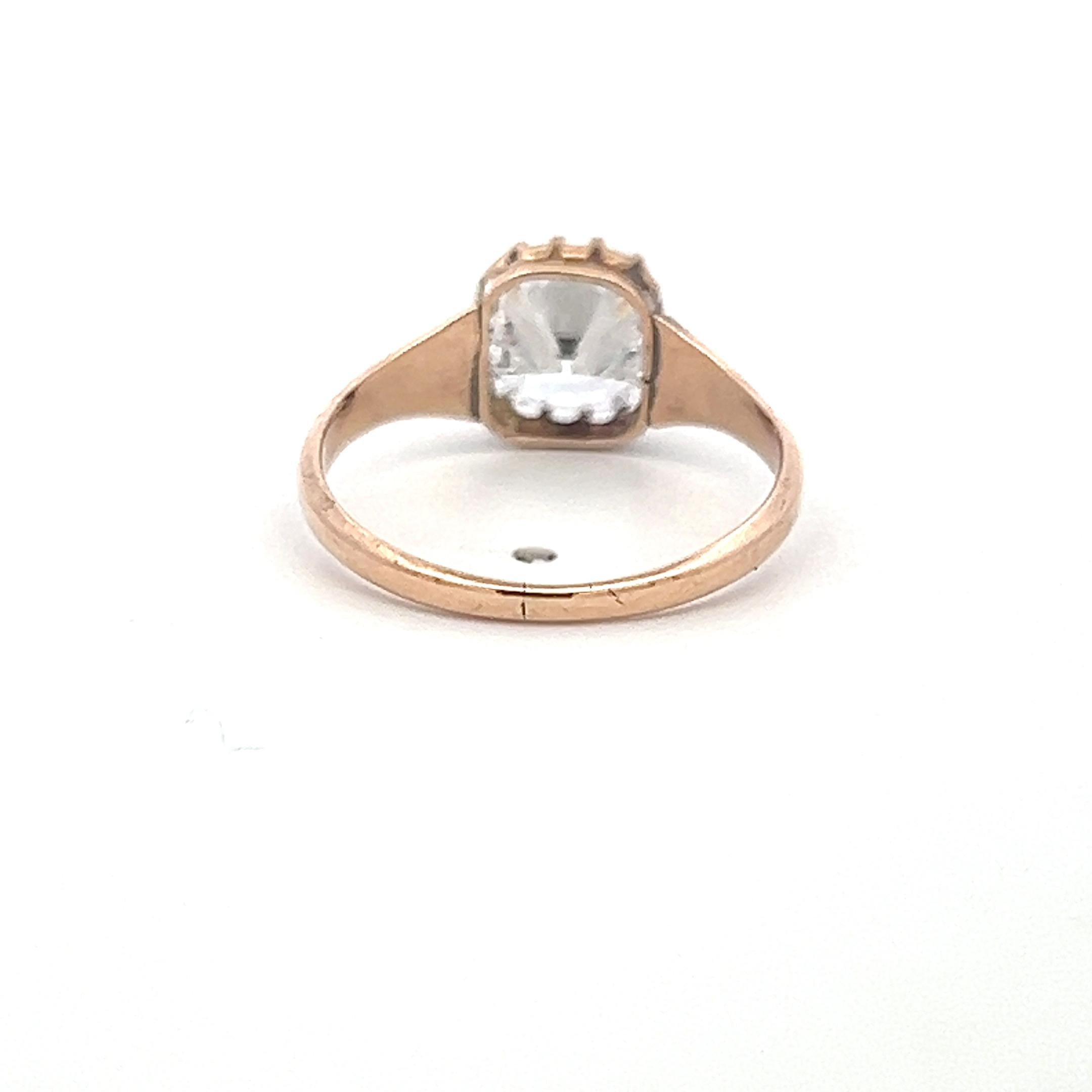 Estate 10K Rose Gold Engagement Ring with 1.5ct Cushion Diamond D VS1 GIA