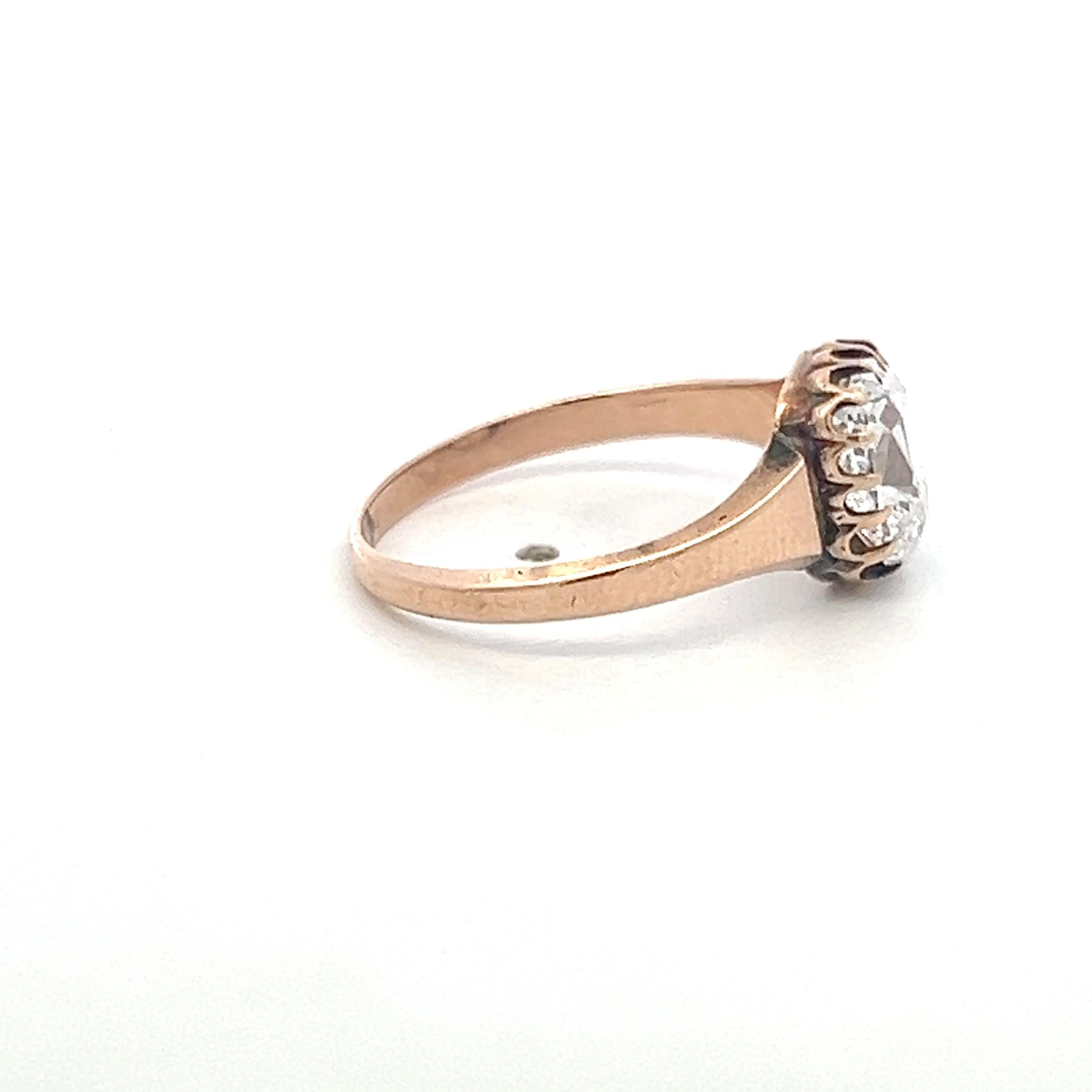Estate 10K Rose Gold Engagement Ring with 1.5ct Cushion Diamond D VS1 GIA