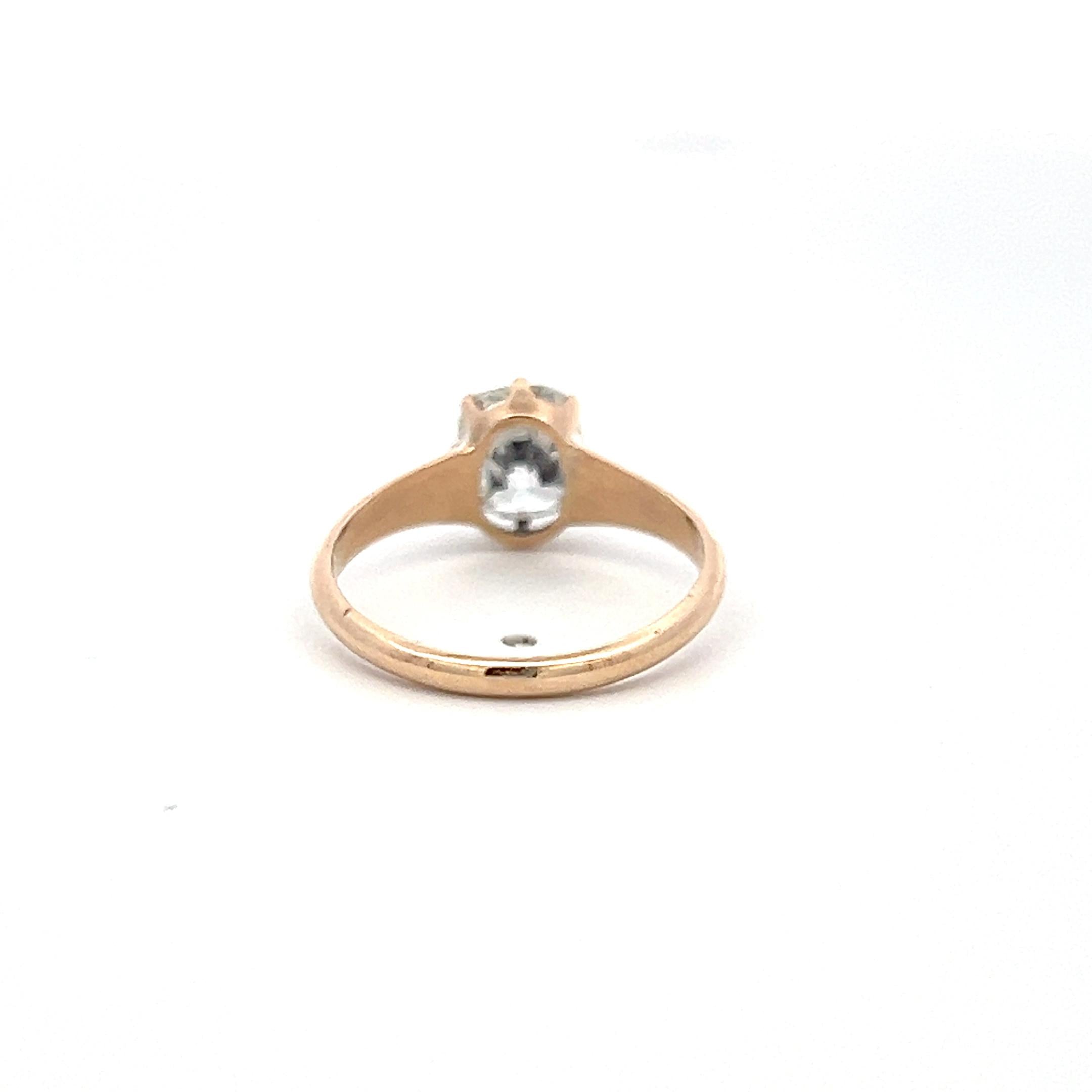 10K Rose Gold Engagement Ring with 1.3 Carat Old Miner Cut Diamond K I2 GIA