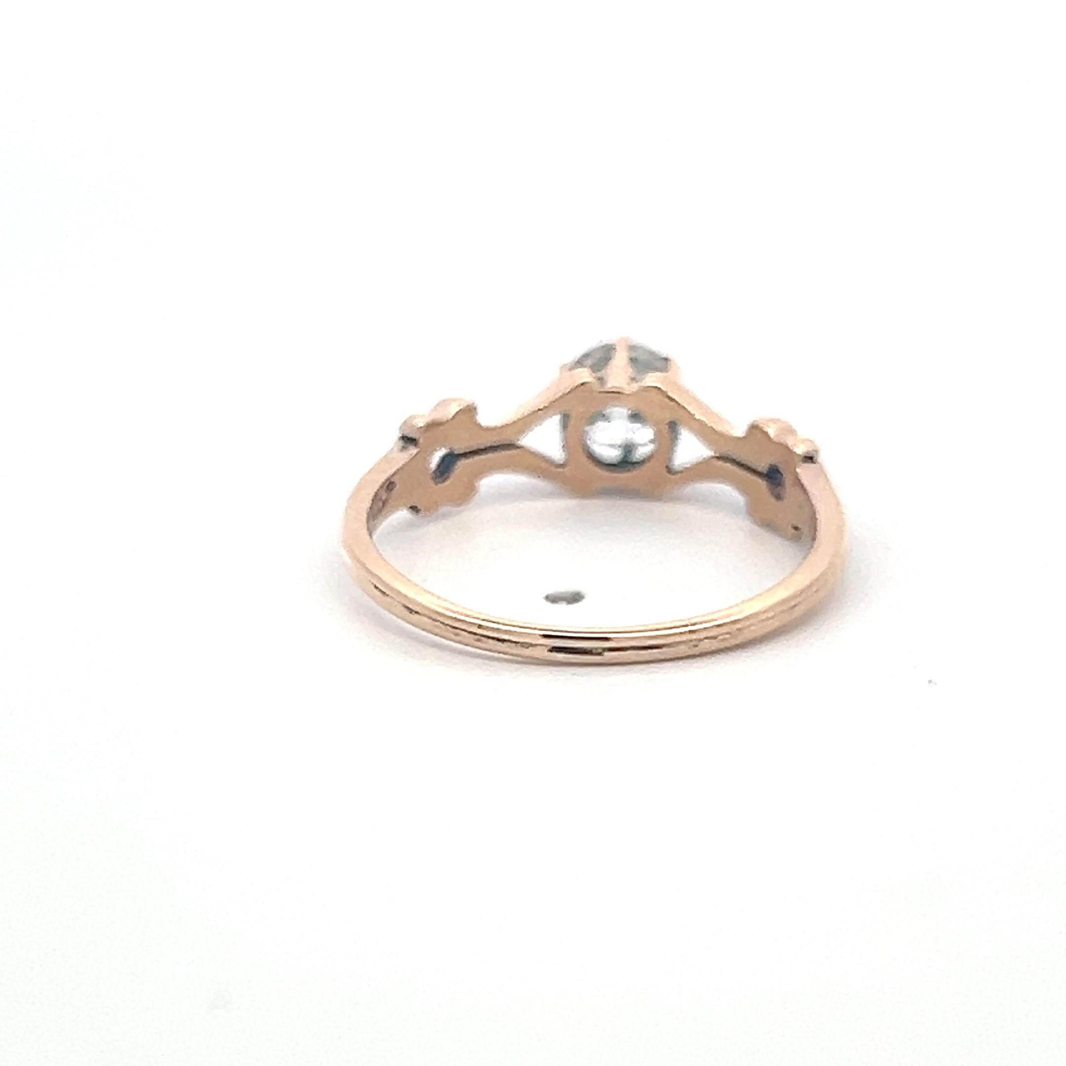 Antique 10K Rose Gold Engagement Ring with 0.52ct Old European Diamond Size 7.25