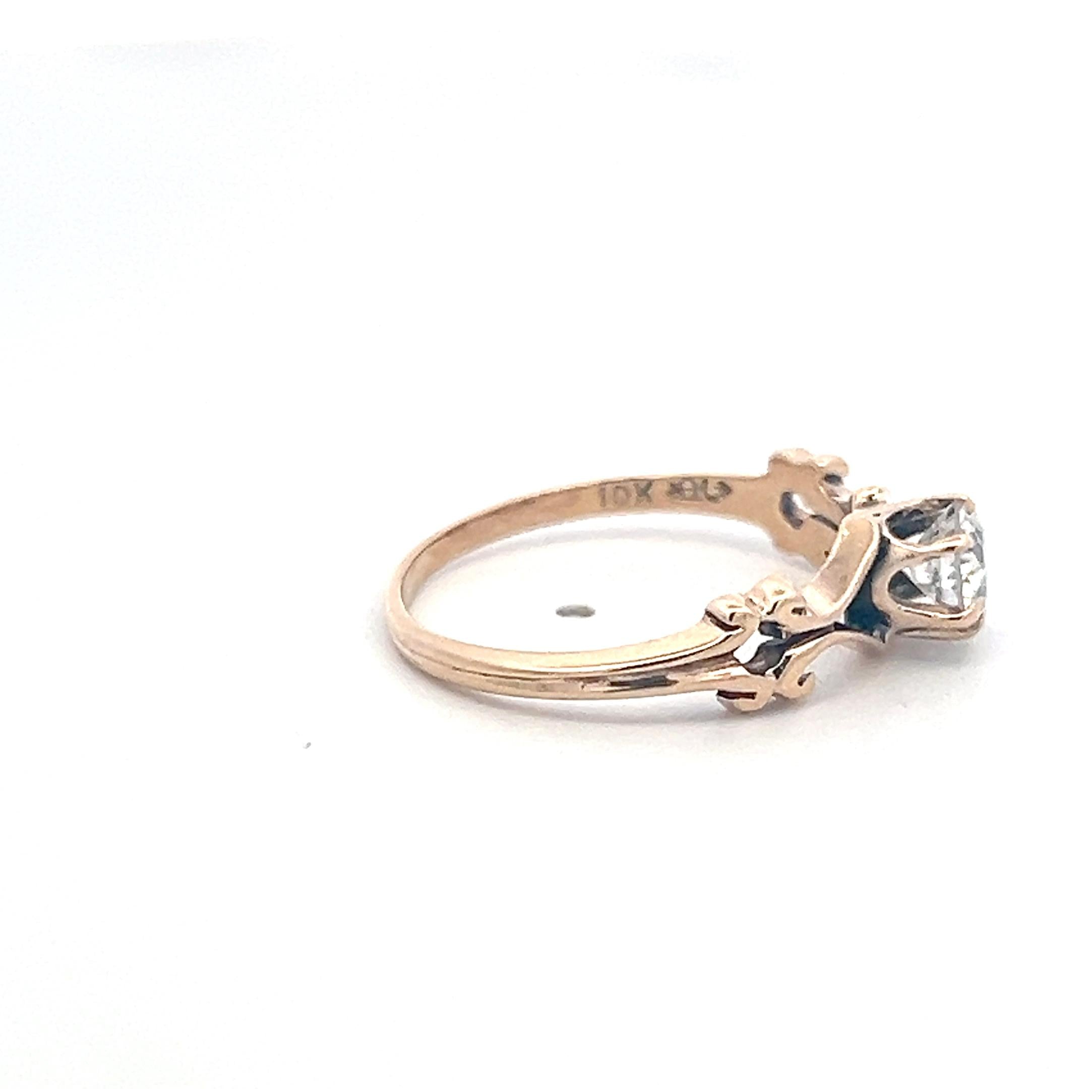 Antique 10K Rose Gold Engagement Ring with 0.52ct Old European Diamond Size 7.25
