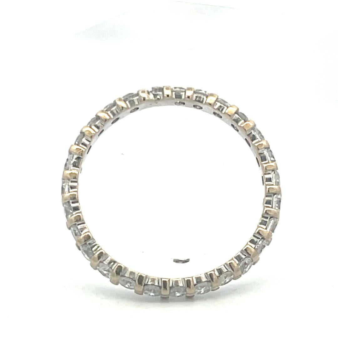 14K White Gold Eternity Band Ring with 0.89 Carat Round H SI Diamonds Size 6.5