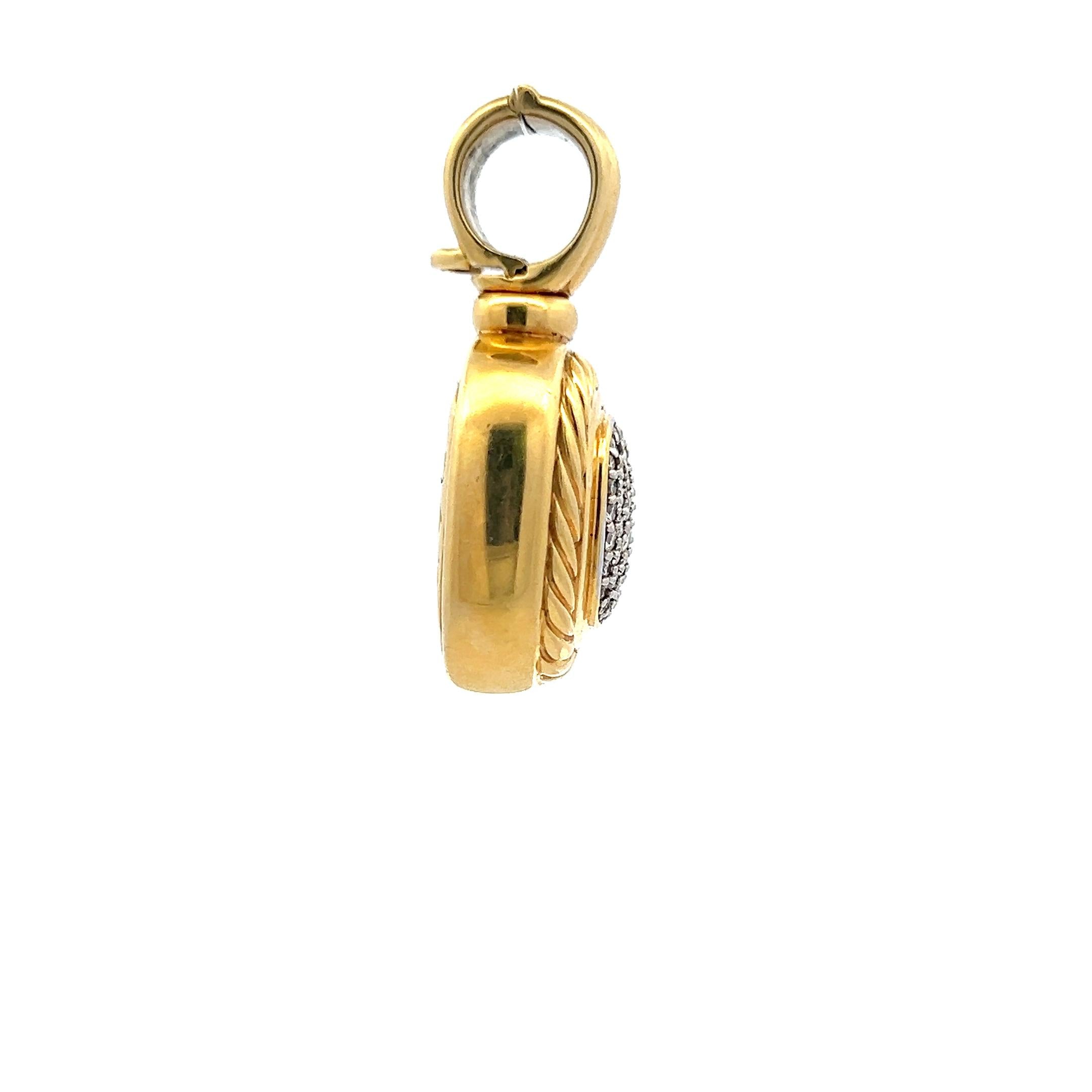 David Yurman 18K Yellow Gold Pendant with 1 Carat Round G VS Diamonds