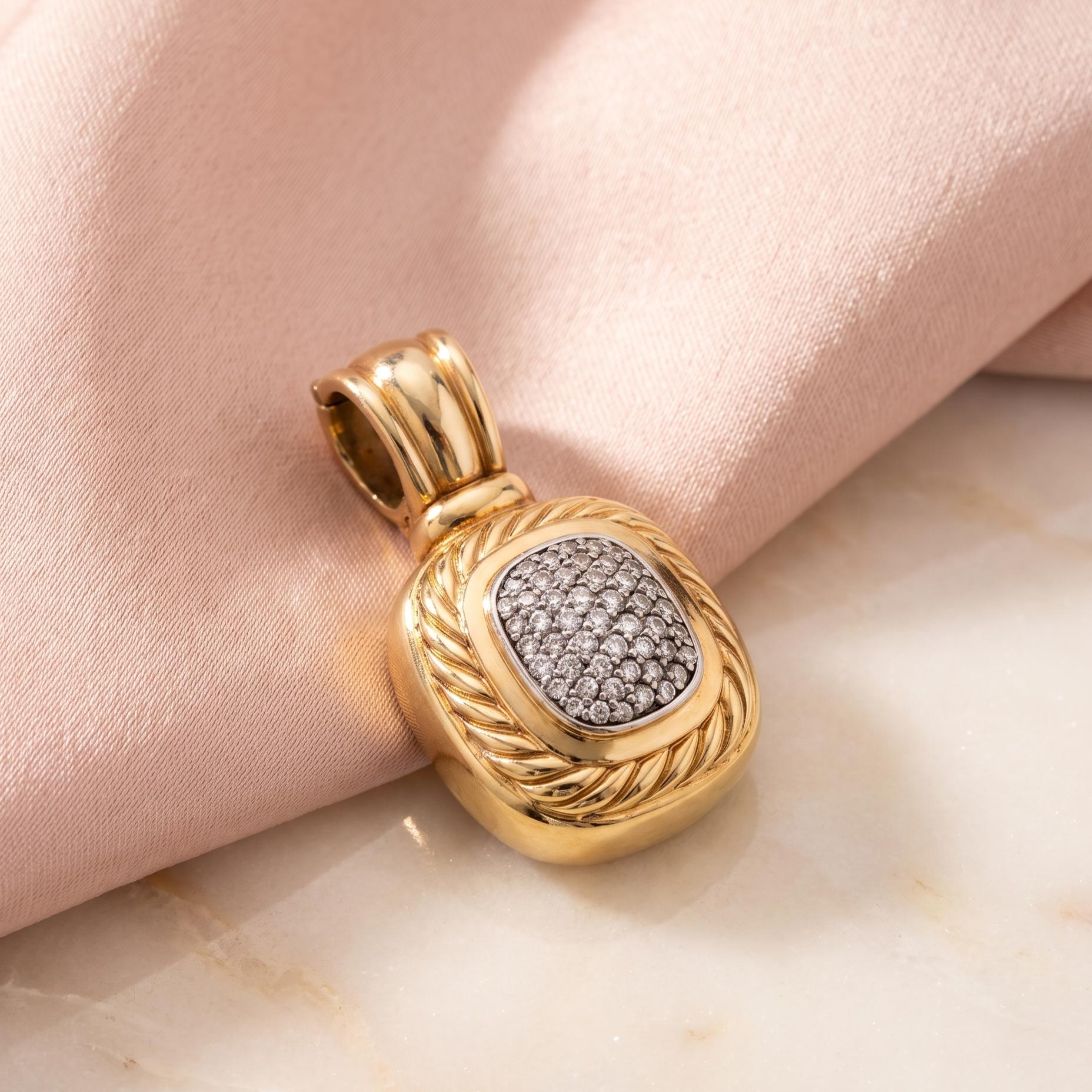David Yurman 18K Yellow Gold Pendant with 1 Carat Round G VS Diamonds