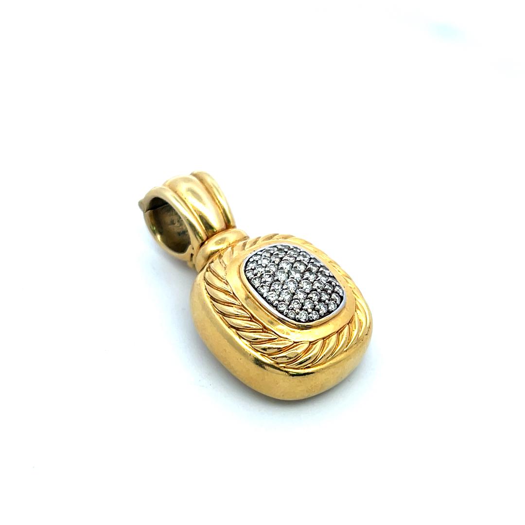 David Yurman 18K Yellow Gold Pendant with 1 Carat Round G VS Diamonds