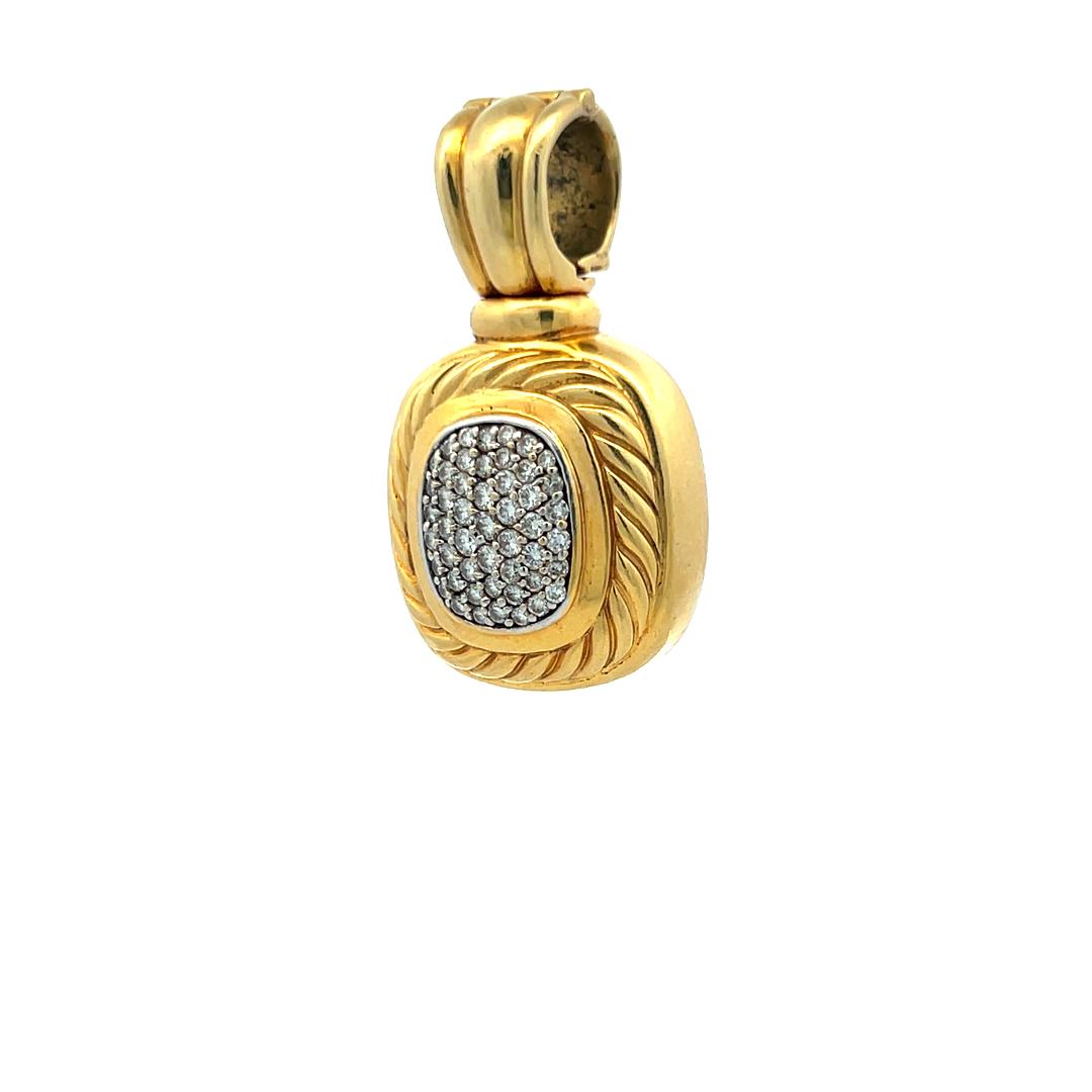 David Yurman 18K Yellow Gold Pendant with 1 Carat Round G VS Diamonds