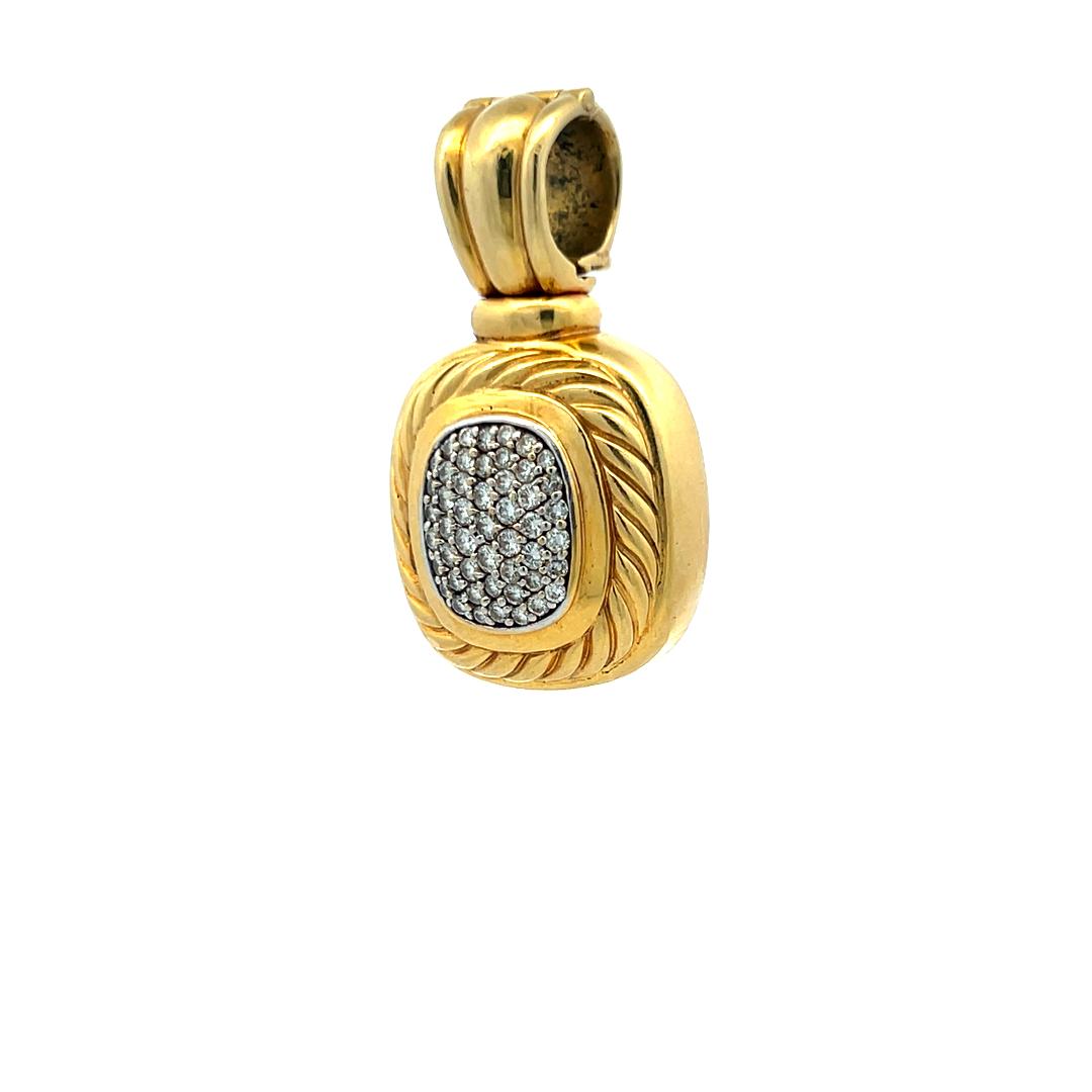 David Yurman 18K Yellow Gold Pendant with 1 Carat Round G VS Diamonds