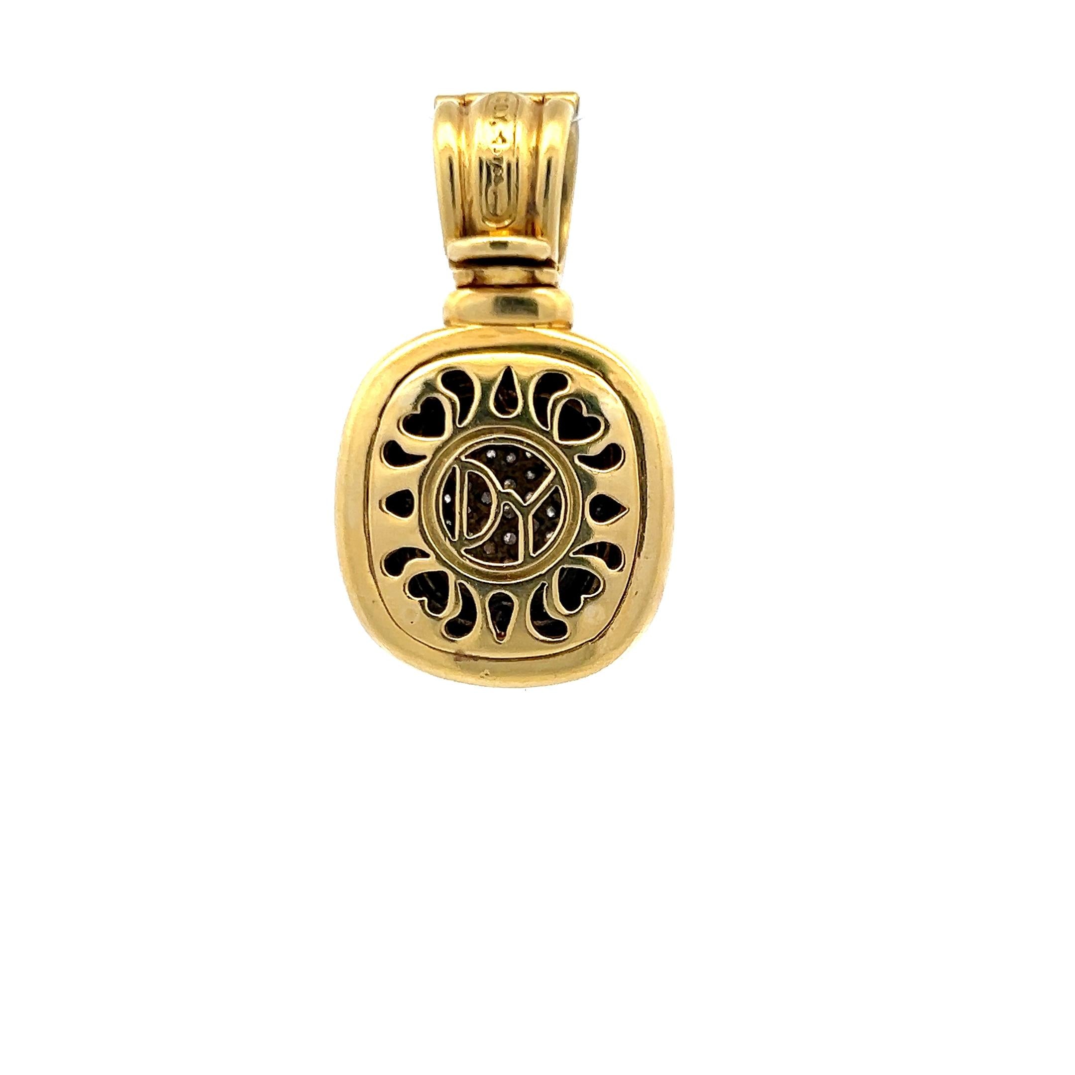 David Yurman 18K Yellow Gold Pendant with 1 Carat Round G VS Diamonds