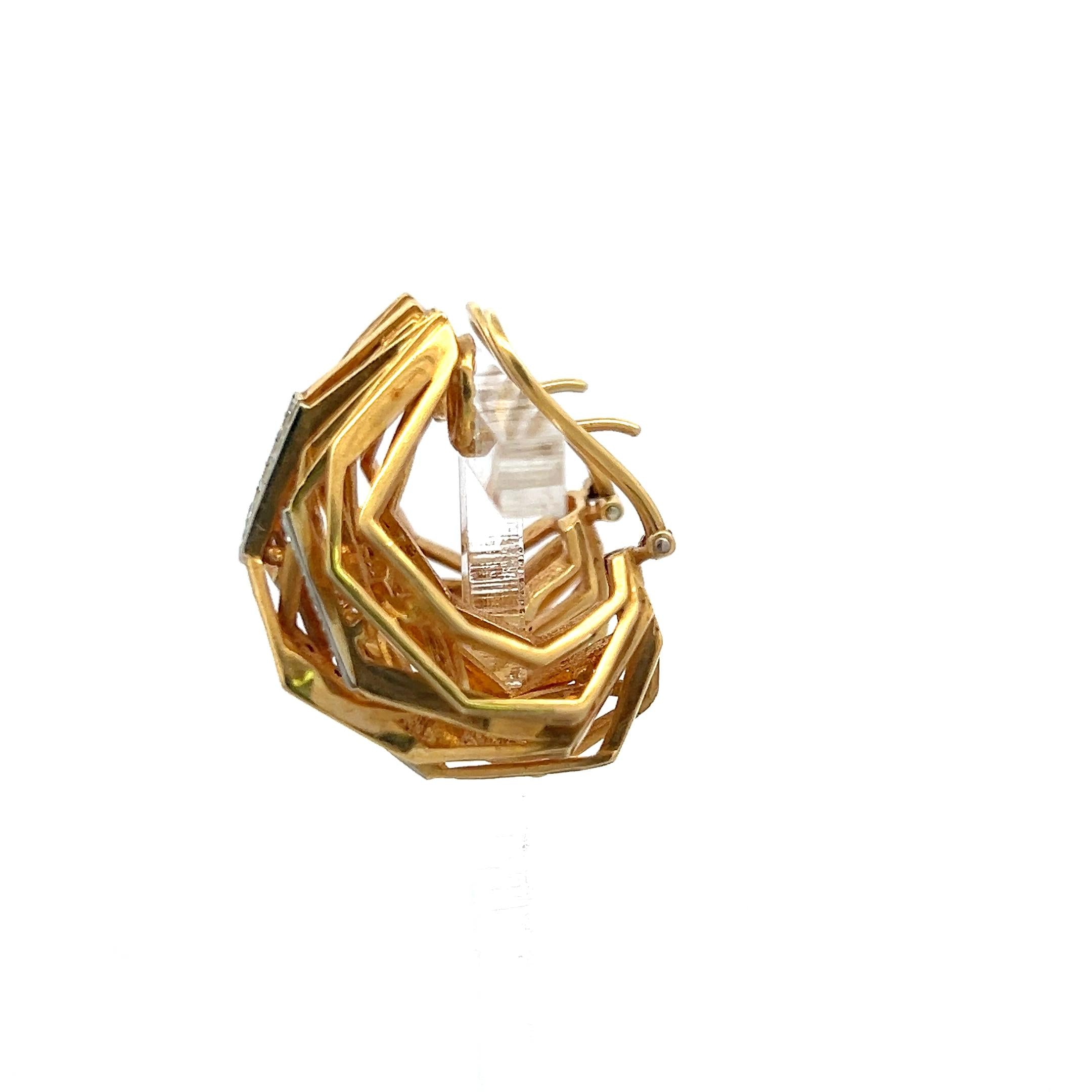 18K Two Tone Gold Platinum Clip On Earrings with 0.46 Carat Circular Diamonds